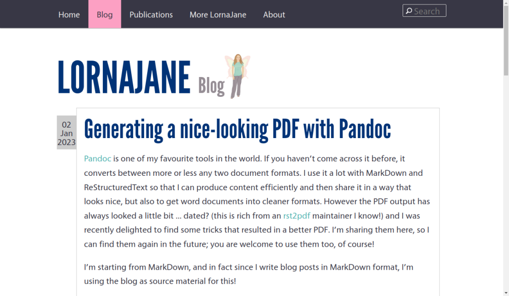 Screenshot of this post on this blog.