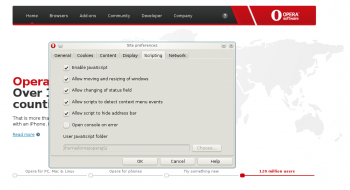 screenshot of site preferences