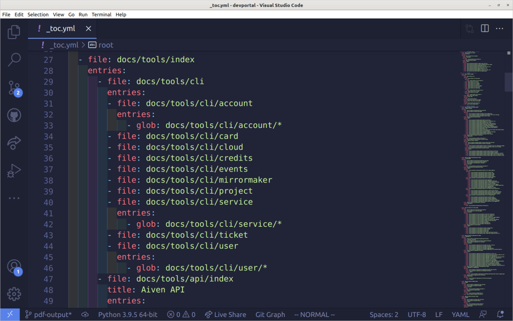 screenshot of the rainbow indent plugin on a yaml file